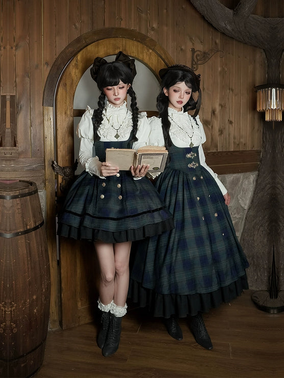 Twin - Set Lolita Dresses with Plaid Pattern and Sweet Bowknots, Ideal for Cosplay and Themed Parties