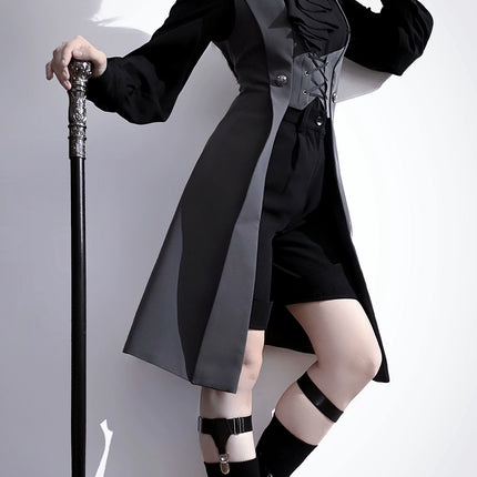 Vintage Gothic Medieval Long Vest – Tailored Waist Design