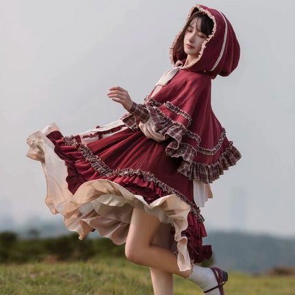 [Little Red Riding Hood OP] Original Design Lolita Dress with Countryside Cloak Set for Autum/Winter