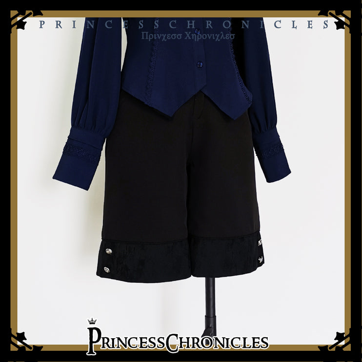S-XL Princess Chronicles Vintage Prince Lolita Straight-leg Jacquard Suit Short