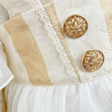 European Court-Inspired Lolita Prince Set – Cream Jacquard Blouse with Suspender Shorts