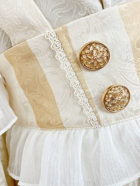 European Court-Inspired Lolita Prince Set – Cream Jacquard Blouse with Suspender Shorts