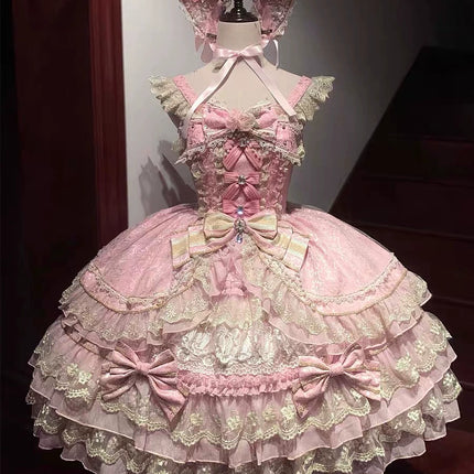 Gothic Lolita Dress with Intricate Lace and Elegant Bows - multiple colors Fantasy Style