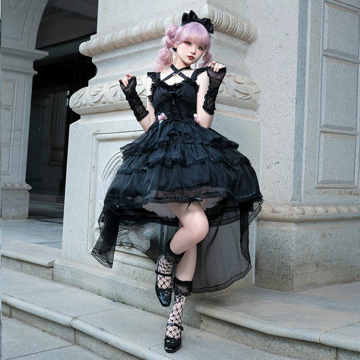 Elegant, lightweight wedding-style Lolita dress with a ballet-girl silhouette and ruffled details