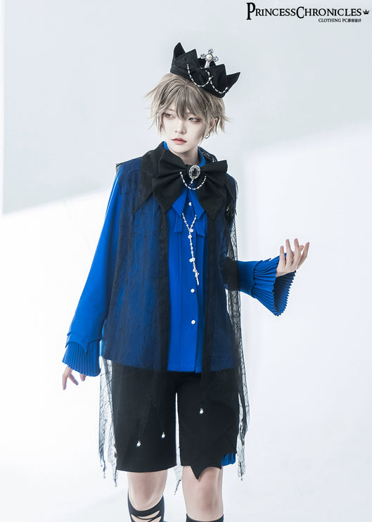 Pointed Collar Ouji Long Sleeve Lolita Little Prince Klein Blue Shirt