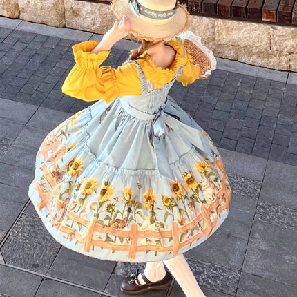 Sunflower Paradise: Cat and Sunflower JSK Lolita with a Big Skirt