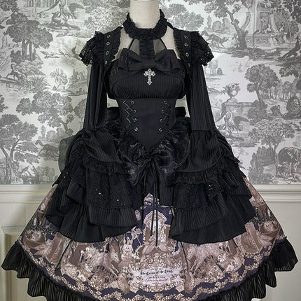Elegant Gothic Lolita Jacket with Ruffled Trims and Button Details - Multiple Colors Available