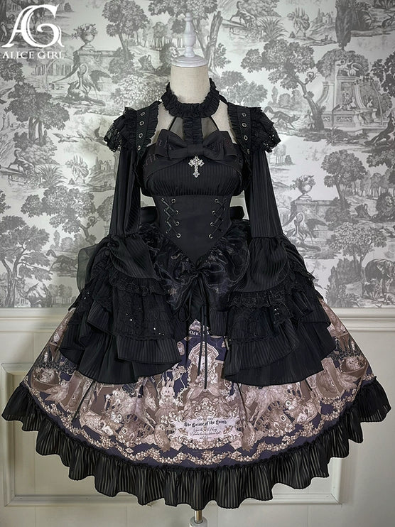 Elegant Gothic Lolita Jacket with Ruffled Trims and Button Details - Multiple Colors Available
