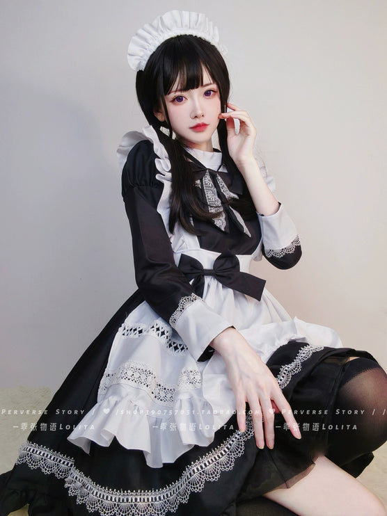 S-5XL British Aristocratic Elegance Gothic Maid Long-sleeved Dress Sexy Lolita