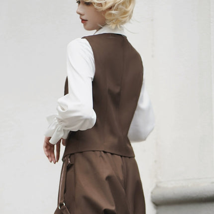 Original Ouji Fashion Brown Lolita Vest Prince Outfit