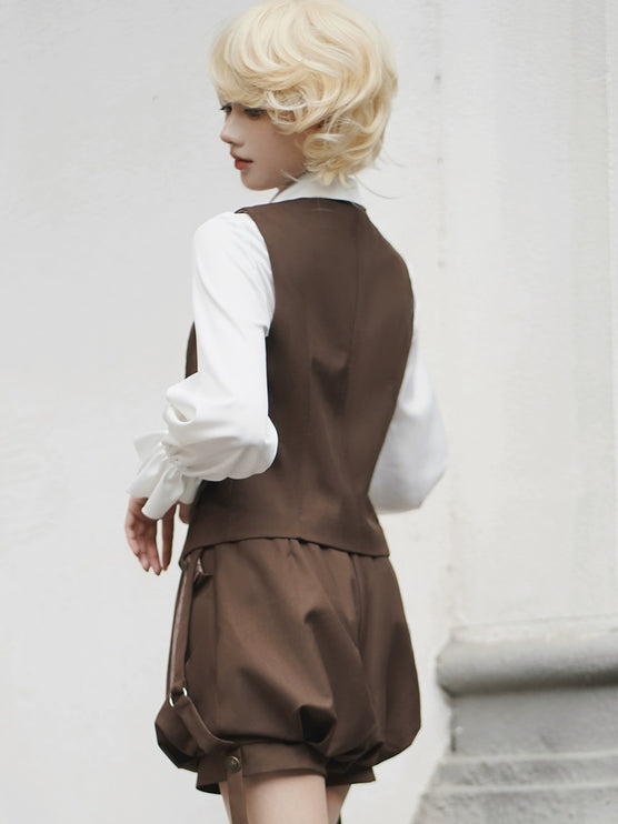 Original Ouji Fashion Brown Lolita Vest Prince Outfit