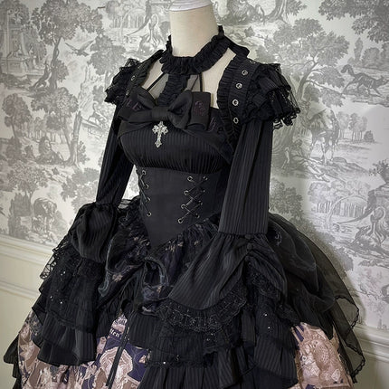 Elegant Gothic Lolita Jacket with Ruffled Trims and Button Details - Multiple Colors Available