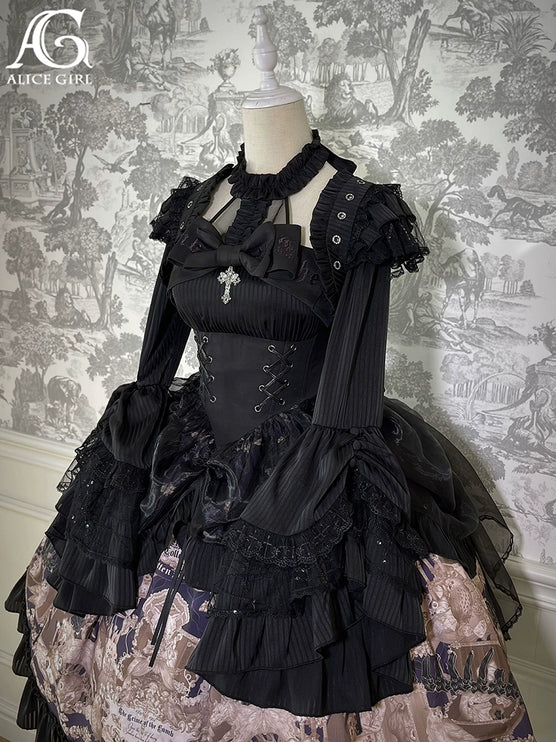 Elegant Gothic Lolita Jacket with Ruffled Trims and Button Details - Multiple Colors Available