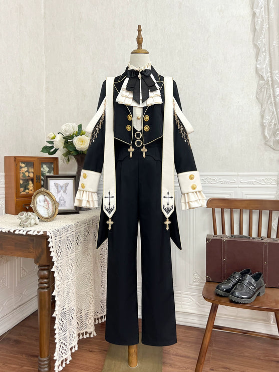 Priest Lolita long-sleeved coat, shirt, and pants — Ouji (prince-style), knight-inspired outfit