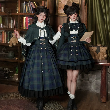 Twin - Set Lolita Dresses with Plaid Pattern and Sweet Bowknots, Ideal for Cosplay and Themed Parties