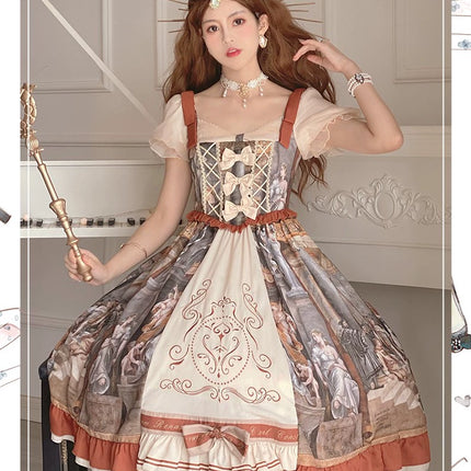 Original Lolita Dress "Constantine OP" Oil Painting Pattern, Classic Retro Lolita Dress