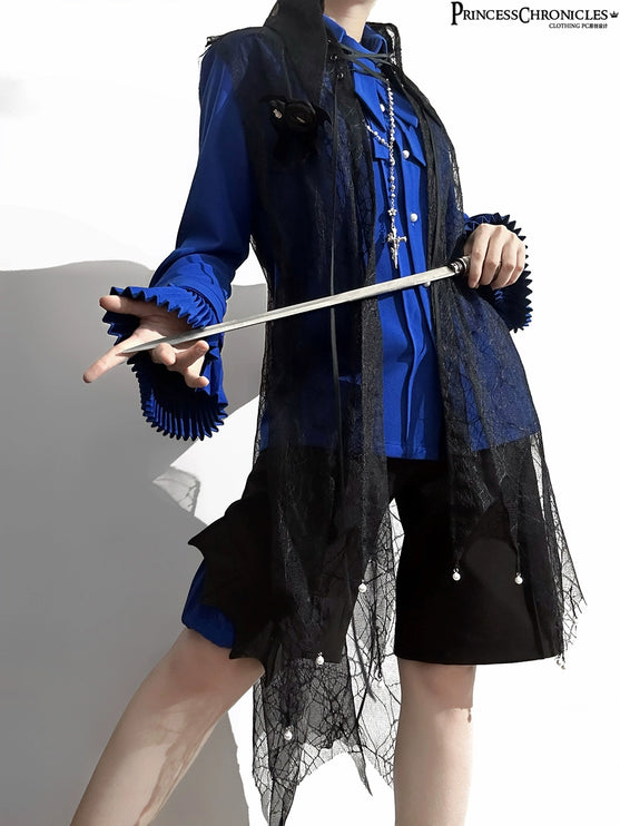 Pointed Collar Ouji Long Sleeve Lolita Little Prince Klein Blue Shirt