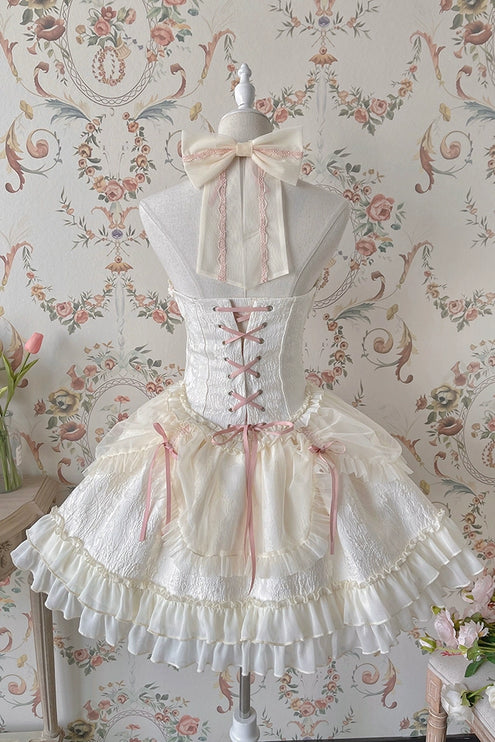 Fairy-Tale Ballet Doll Lolita Halter Dress with Corset Lace-Up and Ruffled Layers – Available in 8 Colors