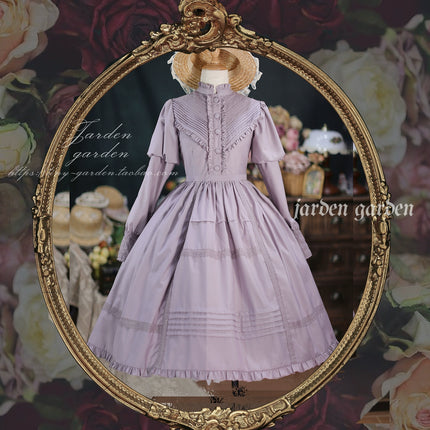 Black Forest Charm: Elegance Classic Vintage Lamb Leg Sleeve Stand-Up Collar Lolita Lolita OP Dress in Seven Colors