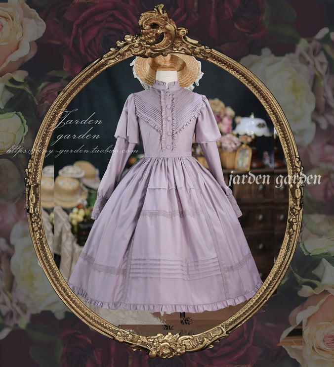 Black Forest Charm: Elegance Classic Vintage Lamb Leg Sleeve Stand-Up Collar Lolita Lolita OP Dress in Seven Colors