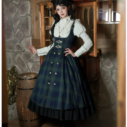 Twin - Set Lolita Dresses with Plaid Pattern and Sweet Bowknots, Ideal for Cosplay and Themed Parties