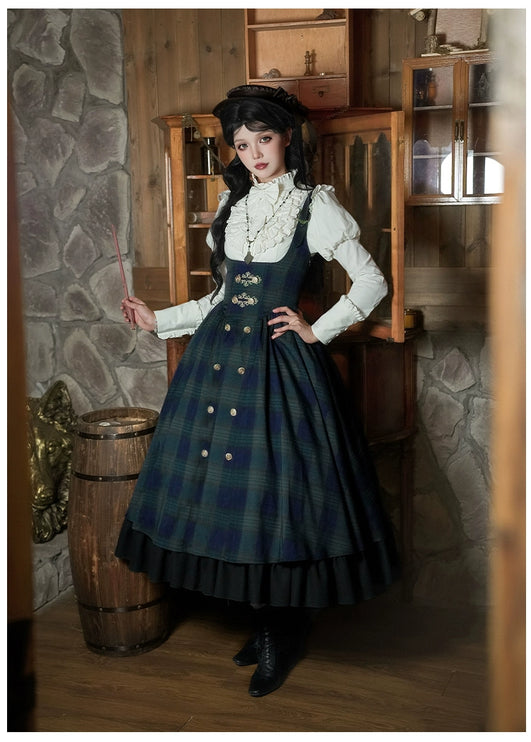 Twin - Set Lolita Dresses with Plaid Pattern and Sweet Bowknots, Ideal for Cosplay and Themed Parties
