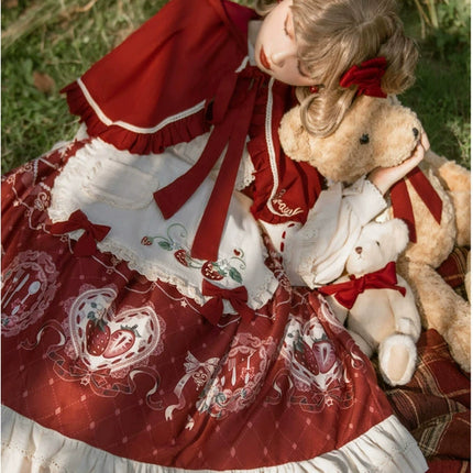 Lolita Sweetheart: Vintage Red-Brown & Cream Fairy-Tale Dress