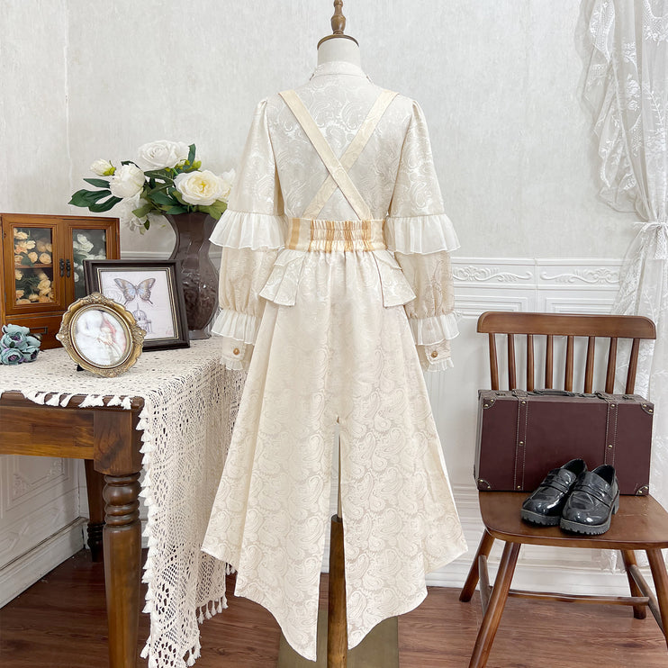 Ouji Fashion Regal Prince Lolita Ensemble: Cream and Gold Majesty for Themed Events