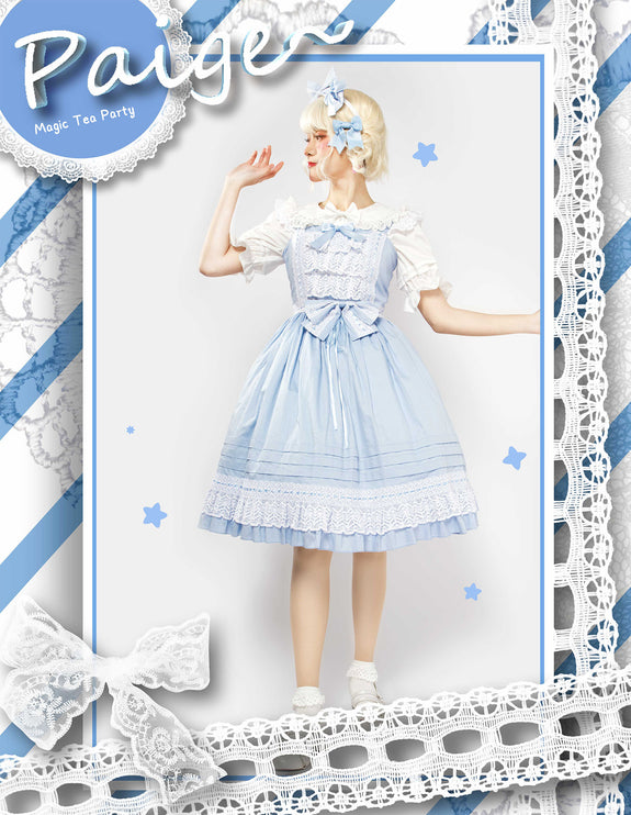 Elegant Multicolored Lolita Dress with Bow Details    OP & JSK