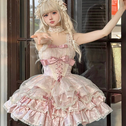 Sweet Strapless Princess Dress Gentle Cute Anime Style Lolita Dress