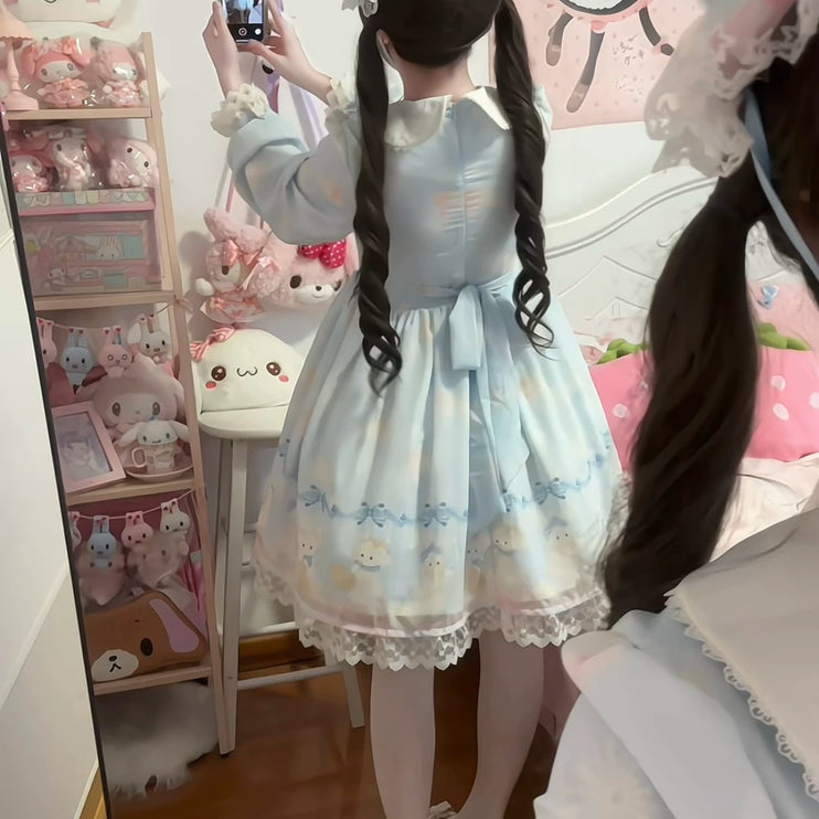 Pink Lolita Dress with Adorable Patterns, Delicate Bow - a Fairy - like Choice