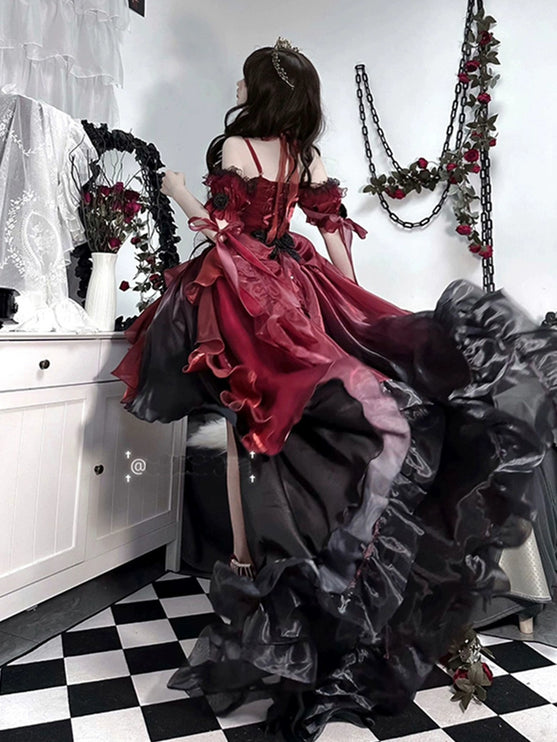 Gothic Elegance Red Princess Lolita Gown – Dramatic New Year's Edition