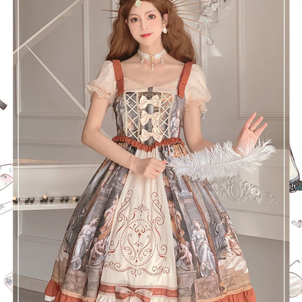 Original Lolita Dress "Constantine OP" Oil Painting Pattern, Classic Retro Lolita Dress