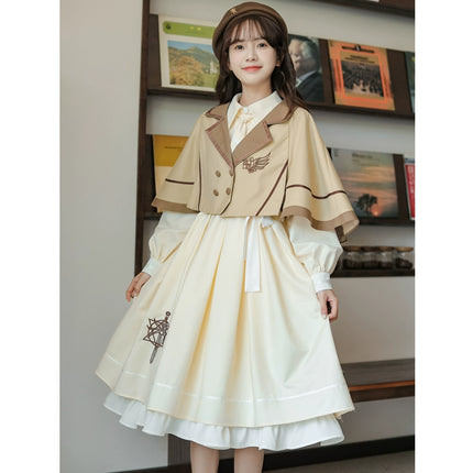 French Retro Lolita JK Dress Vintage Dress Cloak Suit