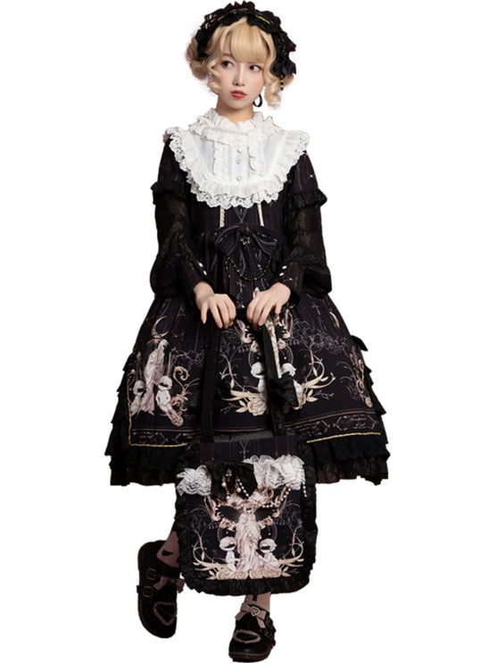 Original Lolita "Reunion with the World" OP Long-Sleeve Elegant Daily Dress