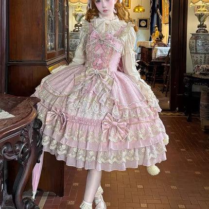 Gothic Lolita Dress with Intricate Lace and Elegant Bows - multiple colors Fantasy Style