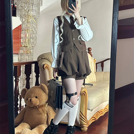 Original Ouji Fashion Brown Lolita Vest Prince Outfit