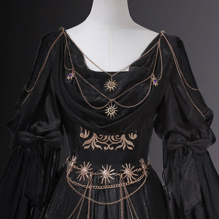 Dark fairy maxi dress: A perfect blend of lace and tassels