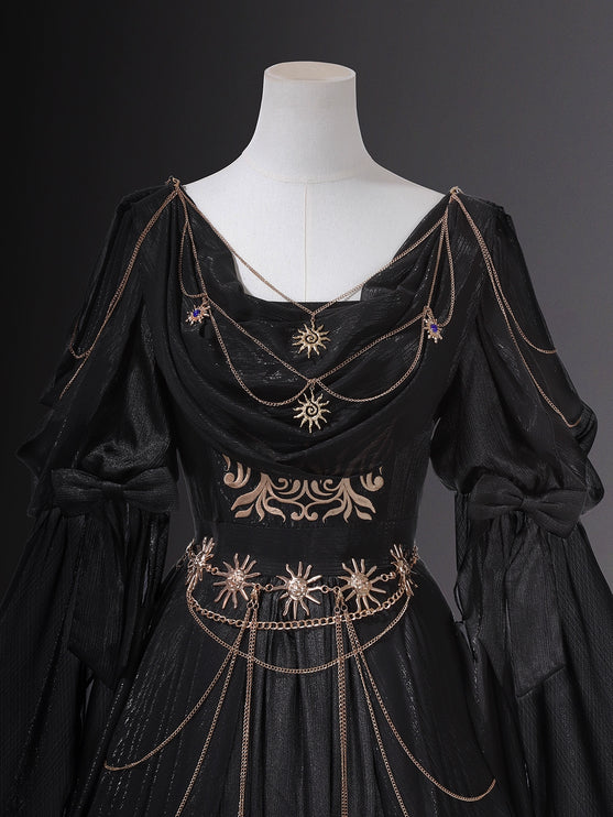 Dark fairy maxi dress: A perfect blend of lace and tassels