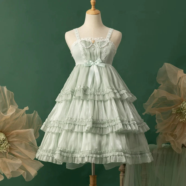 Starry Love Melody Original JSK Three-Tiered Cake Skirt Solid Color Lolita Suspender Dress