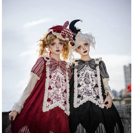 Lolita Delight: Exquisite Black & Red Dresses with Whimsical Patterns and Charming Details