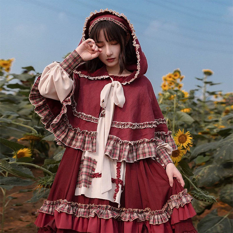 [Little Red Riding Hood OP] Original Design Lolita Dress with Countryside Cloak Set for Autum/Winter