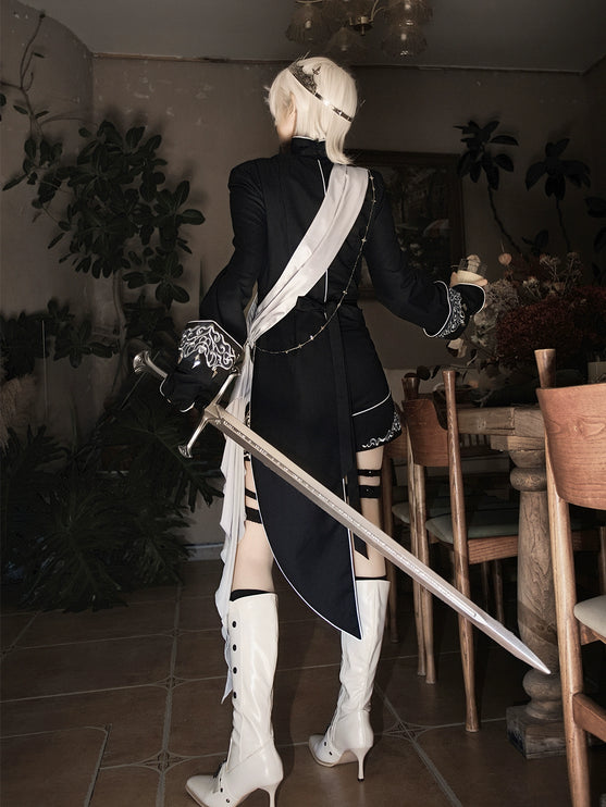 Vintage Dark Gothic Prince-style Suit with Suspenders and Shorts — Dashing and Handsome