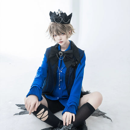 Pointed Collar Ouji Long Sleeve Lolita Little Prince Klein Blue Shirt