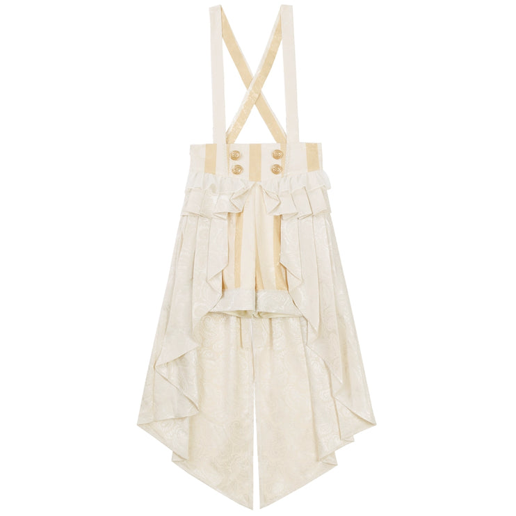 European Court-Inspired Lolita Prince Set – Cream Jacquard Blouse with Suspender Shorts