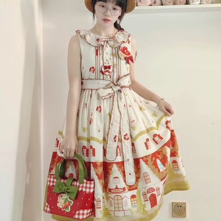 Red House Fairytale Countryside Vintage Dress --Original JSK & OP Lolita Dress