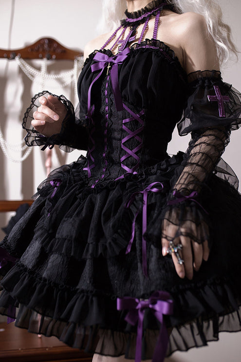Fairy-Tale Ballet Doll Lolita Halter Dress with Corset Lace-Up and Ruffled Layers – Available in 8 Colors