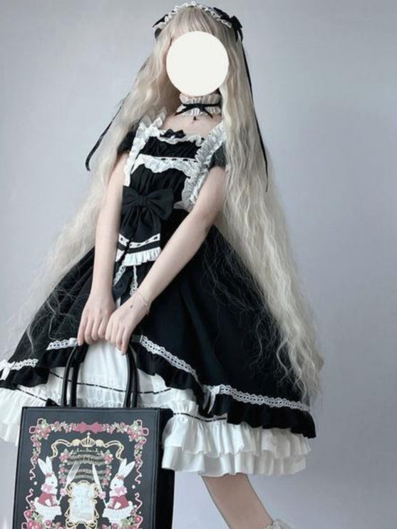 Elegant Black and White Layered Lolita Dress - Versatile and Comfortable for All Occasions