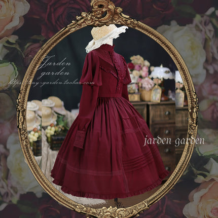 Black Forest Charm: Elegance Classic Vintage Lamb Leg Sleeve Stand-Up Collar Lolita Lolita OP Dress in Seven Colors