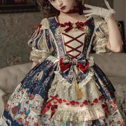 🌸Collector's Edition🌸Enchanted Snow White Print Apron OP Classical Doll Lolita Dress